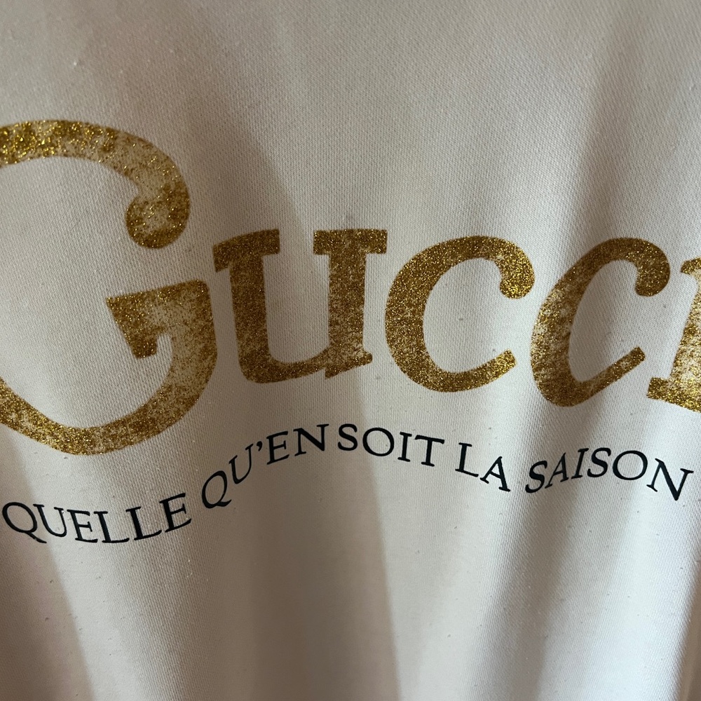 Gucci Cream Ribbed Collar Tee